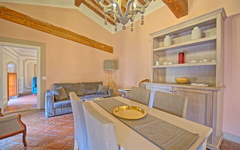 Alloggio Montegufoni 18: Cucina, Sala da pranzo, Soggiorno