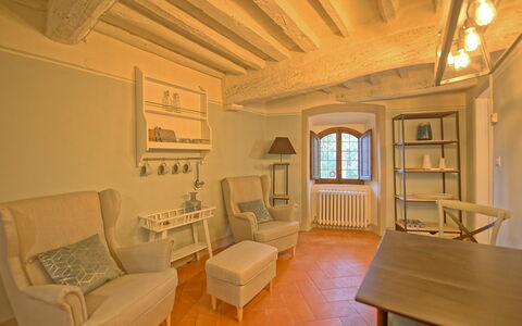 Alloggio Montegufoni 10: Cucina, Sala da pranzo, Soggiorno