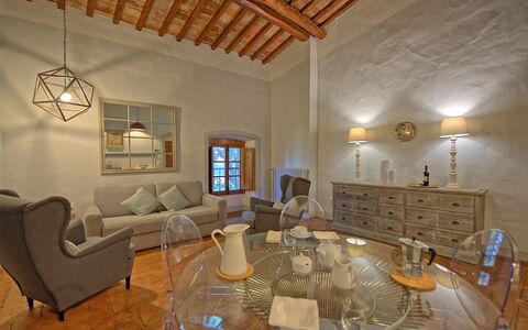 Alloggio Montegufoni 17: Cucina, Sala da pranzo, Soggiorno