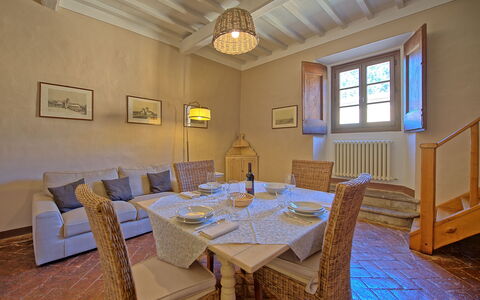 Alloggio Montegufoni 28: Cucina, Sala da pranzo, Soggiorno