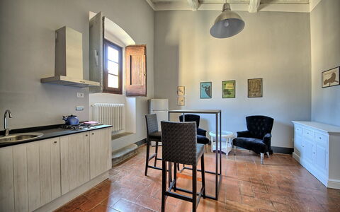Alloggio Montegufoni 22: Cucina, Sala da pranzo, Soggiorno