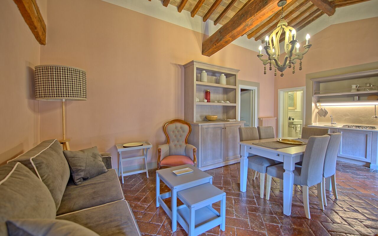 Alloggio Montegufoni 18: Cucina, Sala da pranzo, Soggiorno