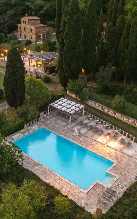 Le Querciolaie with Geothermal Pool: Giardino, Piscina, Vista Panoramica