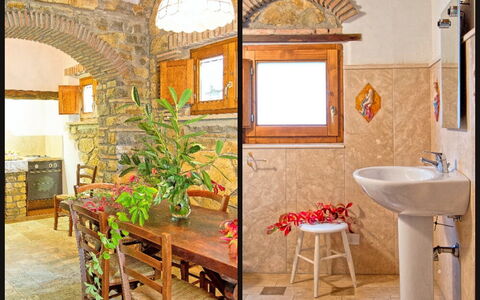 Alloggio Adamo Ed Eva: Bagno, Cucina, Sala da pranzo, Soggiorno