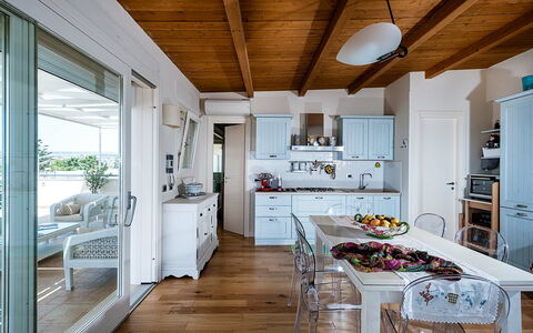 Alloggio Onda: Cucina, Sala da pranzo, Soggiorno