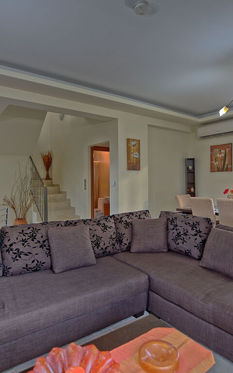 Villa Koules: Cucina, Sala da pranzo, Soggiorno