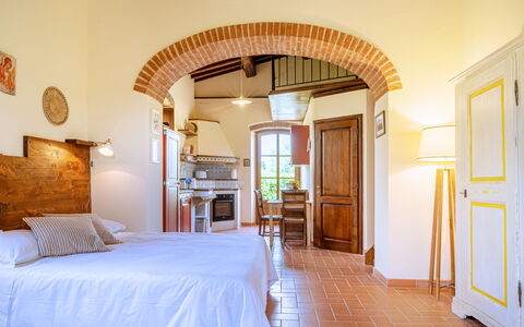 Alloggio Capanna: Camera da letto, Soggiorno