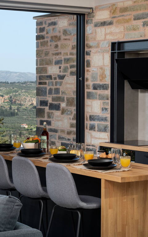 Villa Kallos: Cucina, Sala da pranzo, Soggiorno