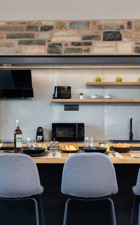 Villa Kallos: Cucina, Sala da pranzo, Soggiorno