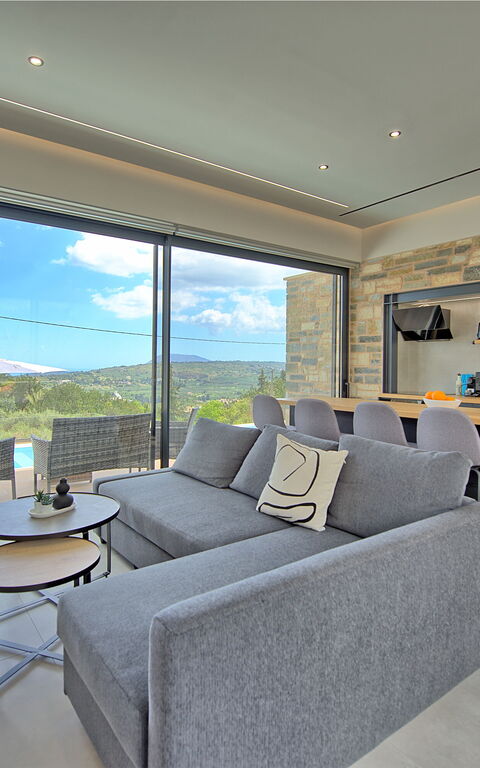 Villa Kallos: Cucina, Sala da pranzo, Soggiorno