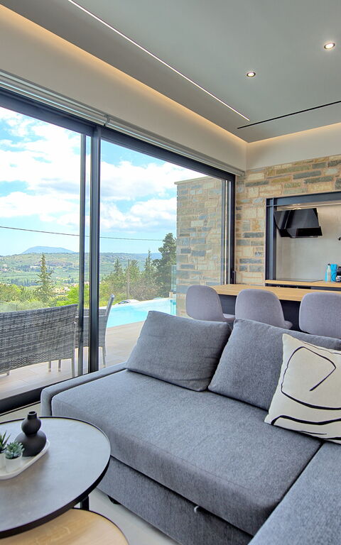 Villa Kallos: Cucina, Sala da pranzo, Soggiorno