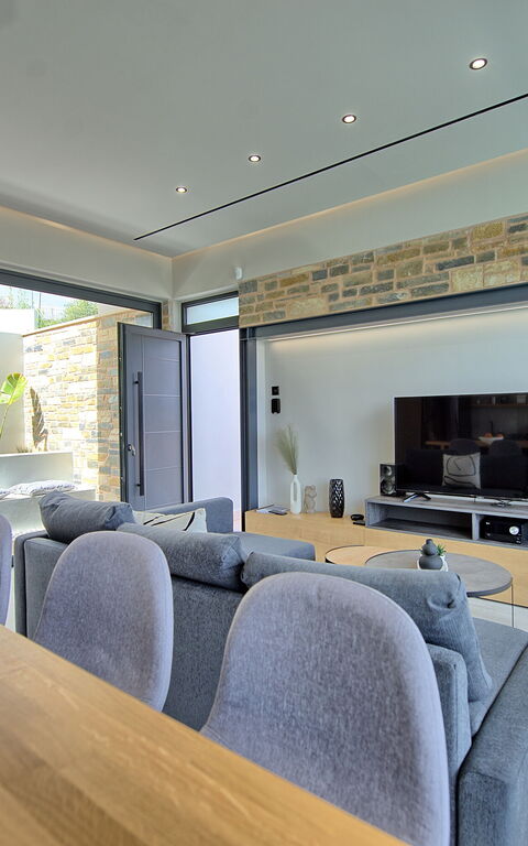 Villa Kallos: Cucina, Sala da pranzo, Soggiorno