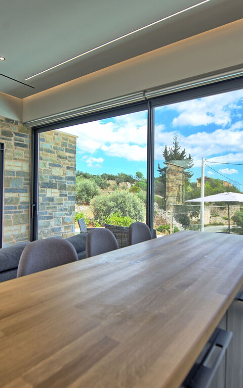 Villa Kallos: Cucina, Sala da pranzo, Soggiorno