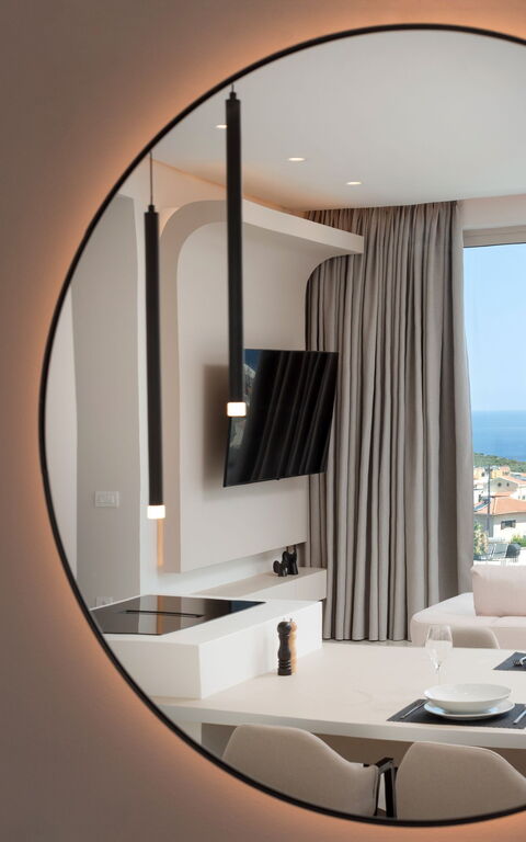 Seaview Lux: Cucina, Soggiorno