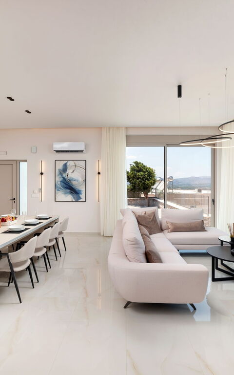 Seaview Lux: Cucina, Sala da pranzo, Soggiorno