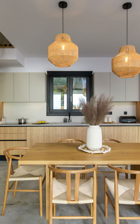 Villa Elais: Cucina, Sala da pranzo